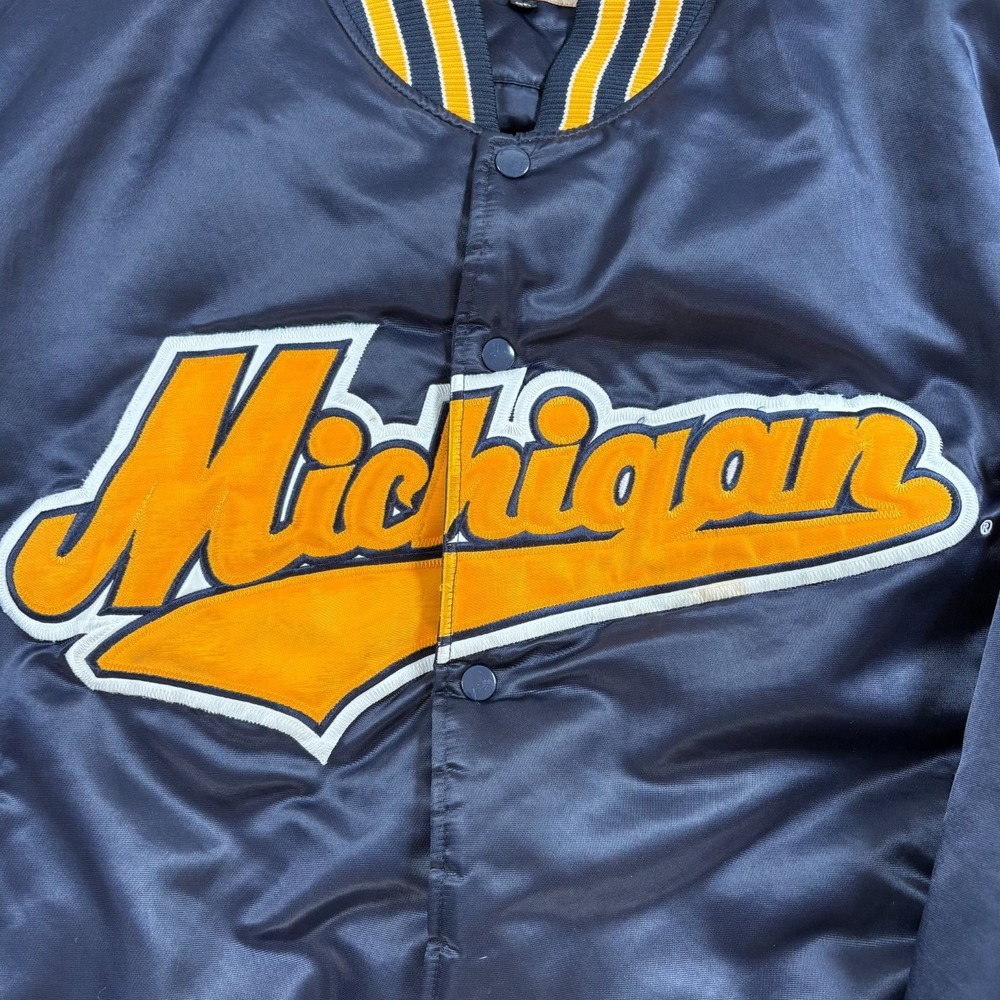 Vintage Michigan Wolverines Varsity Jacket Mens XL Maize Blue Colosseum Satin